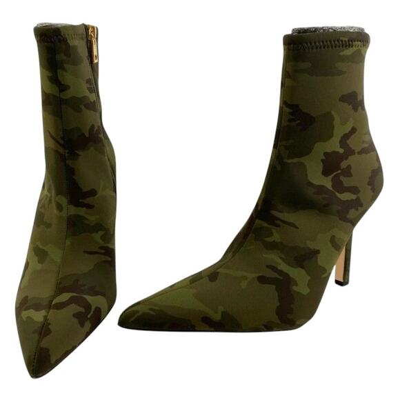 Good American Camouflage Pointed Toe Stiletto Neoprene Zipper Ankle Boot 6.5 NEW - Picture 4 of 8